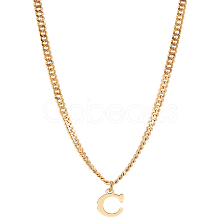 1Pc 304 Stainless Steel Letter Pendant Necklaces NJEW-LP0001-33C-G-1