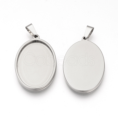 Non-Tarnish 304 Stainless Steel Pendant Cabochon Settings X-STAS-S073-10P-1