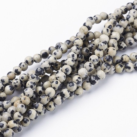 Natural Dalmatian Jasper Beads Strands X-GSR4mmC004-1
