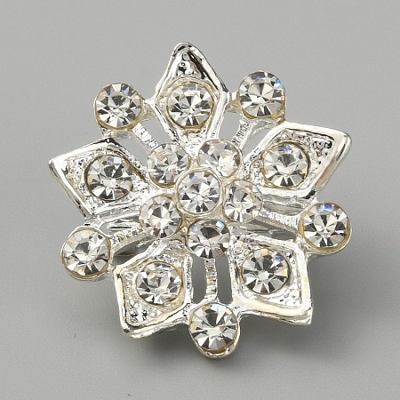 Crystal Rhinestone Flower Lapel Pin JEWB-WH0010-36A-1