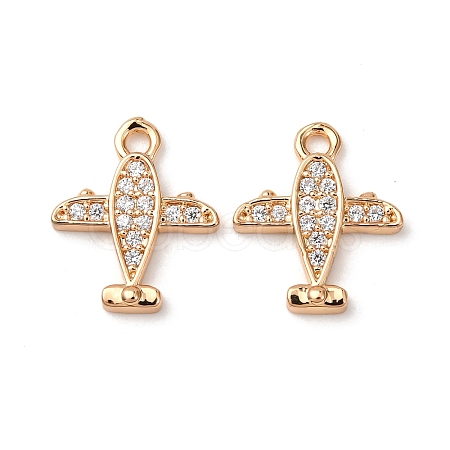 Brass Micro Pave Clear Cubic Zirconia Charms ZIRC-L105-15G-1