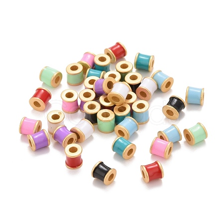 Rack Plating Brass Enamel Beads KK-I689-19G-1