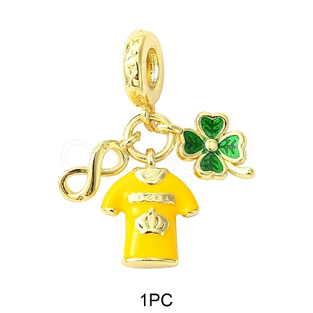 1Pc Sport Theme Brass Enamel European Dangle Charms KK-YW0002-64-1