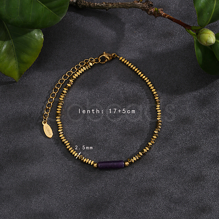 Natural Amethyst Beads Stretch Bracelets for Women Men PH6456-2-1