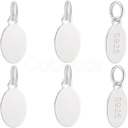 6Pcs 925 Sterling Silver Oval Charms STER-PH0002-48-1