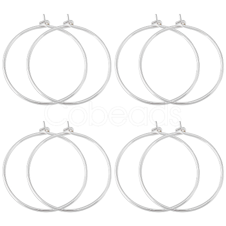 Beebeecraft 4 Pairs 925 Sterling Silver Hoop Earring Findings FIND-BBC0002-77-1