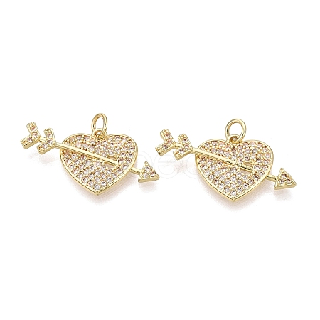 Valentine's Day Brass Micro Pave Clear Cubic Zirconia Pendants KK-Q072-10G-1