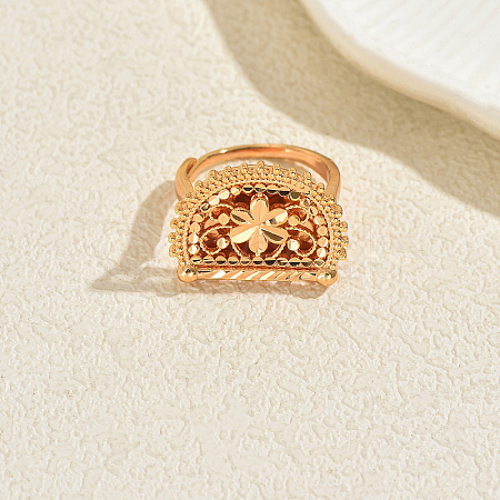 Brass Geometric Floral Finger Rings for Women CO0398-1