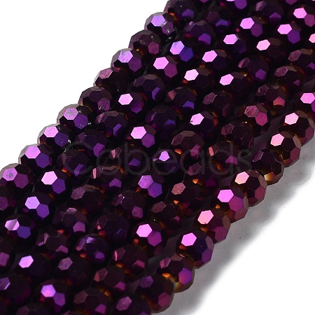 Faceted(32 Facets) Electroplate Glass Bead Strands X-EGLA-R042-6mm-02-1