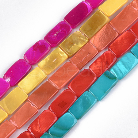 Spray Painted Freshwater Shell Beads SHEL-T010-04-1