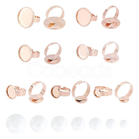 14Pcs Flat Round Adjustable 304 Stainless Steel Finger Rings Components DIY-UN0002-75-1