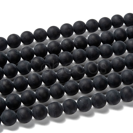 Grade A Natural Black Agate Beads Strands G447-4-1