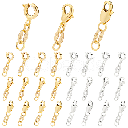 24Pcs 6 Styles Brass Spring Ring Clasps FIND-PH0009-98-1