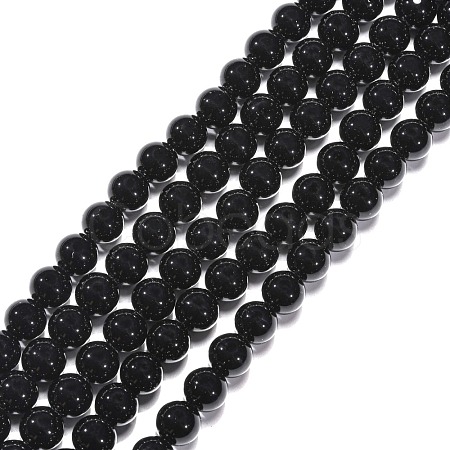 Synthetic Black Stone Beads Strands GSR10mmC044-1
