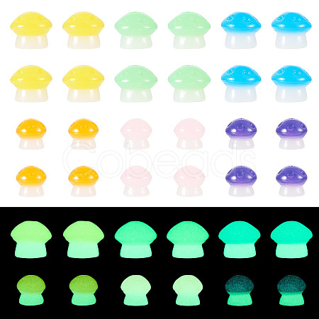 30Pcs 2 Styles Luminous Resin Mushroom Ornament RESI-TA0004-02C-1