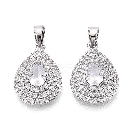 Brass Pave Clear Cubic Zirconia Pendants KK-T081-05P-1