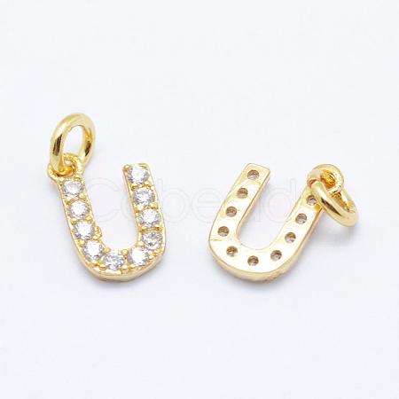 Brass Micro Pave Grade AAA Cubic Zirconia Charms ZIRC-P067-11G-U-NR-1