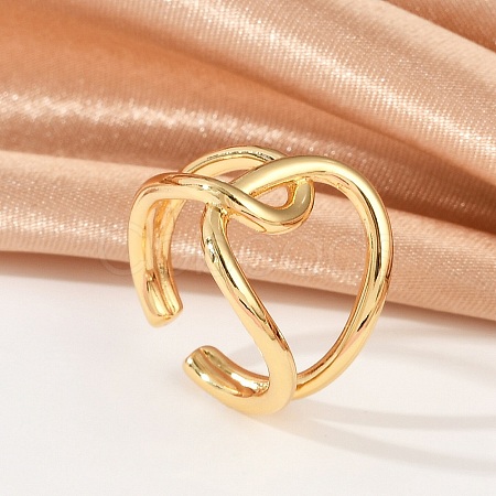 Hollow Brass Open Cuff Rings for Women RJEW-G343-08G-1