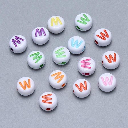 Craft Acrylic Horizontal Hole Letter Beads SACR-S201-11W-1