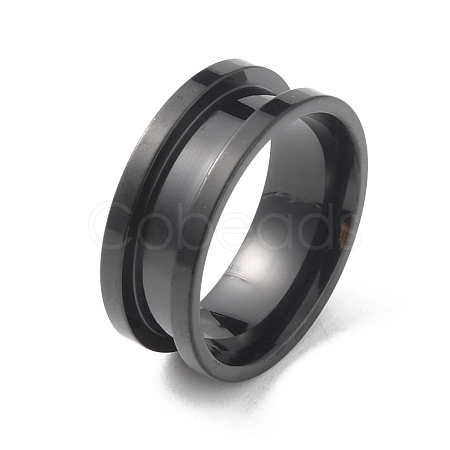 201 Stainless Steel Grooved Finger Ring RJEW-WH0004-32C-EB-1