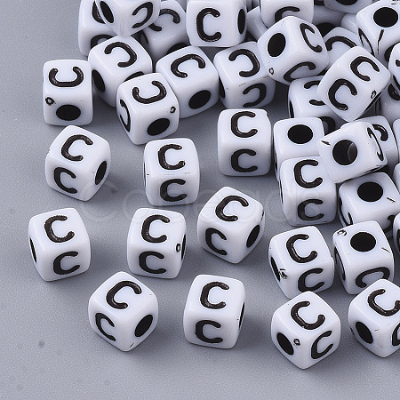 White Opaque Acrylic Beads X-MACR-R869-02C-1