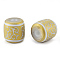 Electroplate Glass Beads, Frosted, Barrel with Vine Pattern, Golden Plated, 12x11.5mm, Hole: 3mm, 100pcs/bag