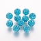 Polymer Clay Rhinestone Beads, Grade A, Round, Pave Disco Ball Beads, Blue Zircon, 10x9.5mm, Hole: 1.5mm