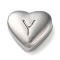 Non-Tarnish 201 Stainless Steel Beads, Stainless Steel Color, Heart, Letter Y, 7x8x3.5mm, Hole: 1.5mm