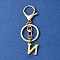 304 Stainless Steel Initial Letter Charm Keychains, with Alloy Clasp, Golden, Letter N, 8.5cm