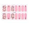 Full Cover Nail Stickers, 3D Nail Decals, Self-Adhesive, with Glass & Rhinestone & Plastic, for Nail Tips Decorations, Pink, 24x8.5~15mm, 24pcs/sheets