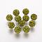 Polymer Clay Rhinestone Beads, Grade A, Round, Pave Disco Ball Beads, Olivine, 10x9.5mm, Hole: 1.5mm