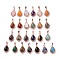 Natural & Synthetic Mixed Gemstone Pendants, Teardrop Charms, with Rose Gold Tone Rack Plating Brass Findings, 32x19x10mm, Hole: 8x5mm