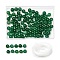 100Pcs Natural White Jade Beads, Round, Dyed, with Strong Stretchy Beading Elastic Thread, Flat Crystal Jewelry String for Jewelry Making, Green, 8mm, Hole: 1mm