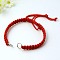 Nylon DIY Bracelet Making, with Brass Rings, Platinum, Red, 140~175x4~7.5mm