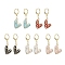 Alloy Enamel Heart Dangle Leverback Earrings, with Imitation Pearl Beaded, Mixed Color, 40x15mm