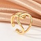 Hollow Brass Open Cuff Rings for Women, Real 18K Gold Plated, 18mm, Inner Diameter: Adjustable