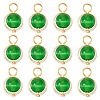 12Pcs Brass & Glass Imitation Cat Eye Round Charms PALLOY-TAC0237-03-2