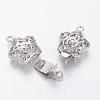 Platinum Plated Filigree Star Brass Box Clasps X-KK-F0182-P-NF-2