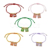 Handmade Japanese Seed Rectangle with Cross & Evil Eye Charm Bracelets BJEW-MZ00010-1