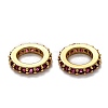 Brass Micro Pave Cubic Zirconia Rondelle European Beads KK-B028-18G-2