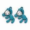 Spray Painted Alloy Rhinestone Pendants PALLOY-Q433-033A-RS-1