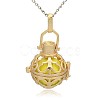 Golden Tone Brass Hollow Round Cage Pendants KK-J235-10G-1
