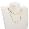 Brass Paperclip Chain Double Layer Necklaces NJEW-JN03054-4