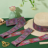 7M Ethnic Style Polyester Flower Jacquard Ribbons OCOR-WH0091-72A-02-4