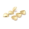 Long-Lasting Plated Brass Triple Heart Long Dangle Stud Earrings for Women EJEW-K093-28G-2