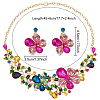 ANATTASOUL Colorful Rhinestone Flower of Life Pendant Necklace & Dangle Stud Earrings SJEW-AN0001-12-2