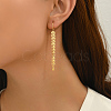 Fashionable Retro Brass Leaf Tassel Hoop Earrings LS-NP2423-4