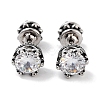 Crown 316 Surgical Stainless Steel Pave Clear Cubic Zirconia Ear False Plugs for Women Men EJEW-Z050-44B-AS-1