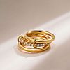 Brass Micro Pave Cubic Zirconia Finger Rings FS-WG6545E-22-1