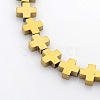 Greek Cross Electroplate Non-magnetic Synthetic Hematite Beads Strands X-G-P046-06E-2